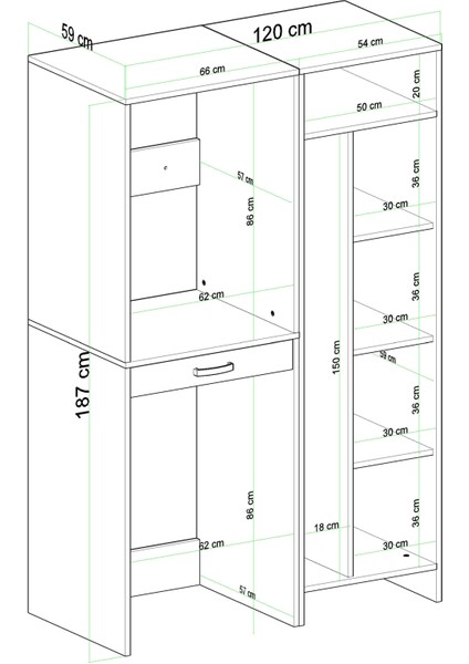 Lora Çamaşır Makinesi Dolabı Çok Amaçlı Dolap Beyaz indirimleri
