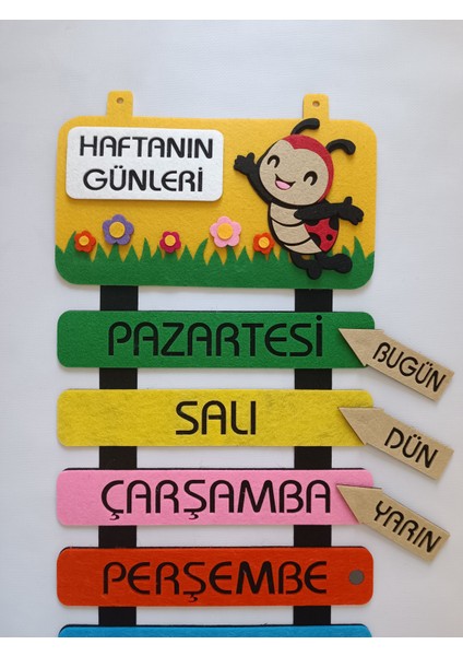 Keçe Mıknatıslı Haftanın Günleri Uğur Böceği Figürlü fiyatları