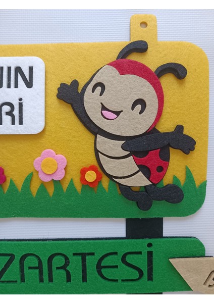 Keçe Mıknatıslı Haftanın Günleri Uğur Böceği Figürlü modelleri