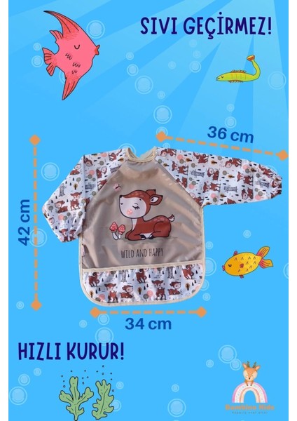 Uzun Kollu Sıvı Geçirmez Mama Önlüğü 2'li Set (6-24 Ay) Karaca-Jungle modelleri