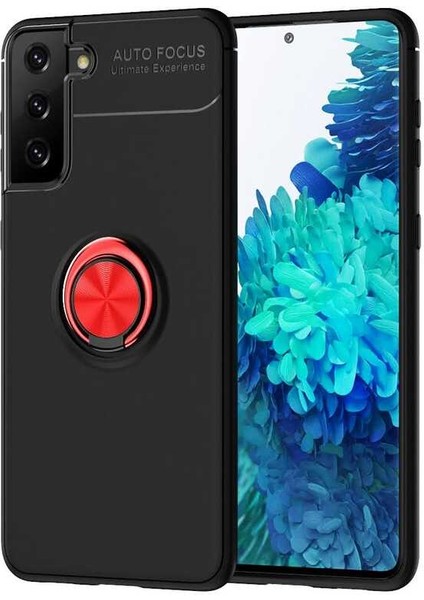 Galaxy S21 Kılıf Kflg Ravel Silikon Kapak-Siyah-Kırmızı