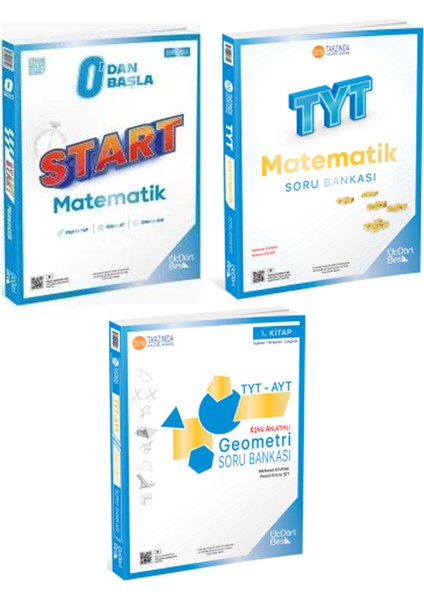 Üçdörtbeş 2026 Tyt Geometri 1. Kitap + Matematik Soru + 0 Dan Başla Matematik 3 Lü Set