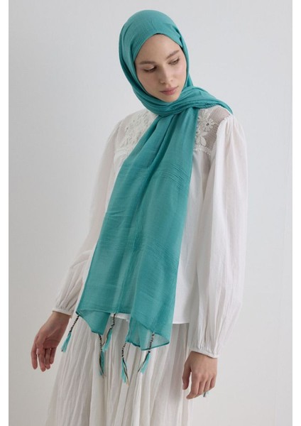 Brıce Camgöbeği Uzun Saçak Püsküllü Pamuklu Şal modelleri