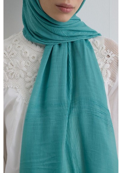 Brıce Camgöbeği Uzun Saçak Püsküllü Pamuklu Şal