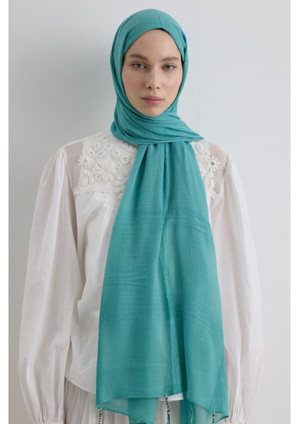 Brıce Camgöbeği Uzun Saçak Püsküllü Pamuklu Şal