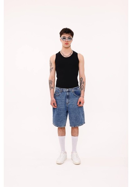Erkek Premium Siyah Tank Top Fitilli Sporcu Atlet