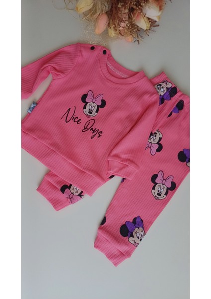 Kız Çocuk 9-24 Ay Minnie Mouse Bisiklet Yaka Kız Takım modelleri