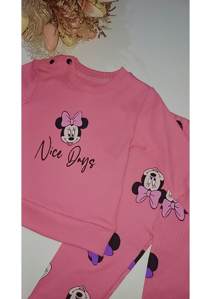 Kız Çocuk 9-24 Ay Minnie Mouse Bisiklet Yaka Kız Takım fırsatları