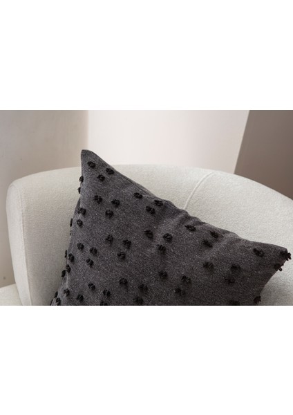 Nokta Desenli Punch Işlemeli Keten Kırlent Kılıfı 43X43CM, Dekoratif Kırlent Kılıfı modelleri