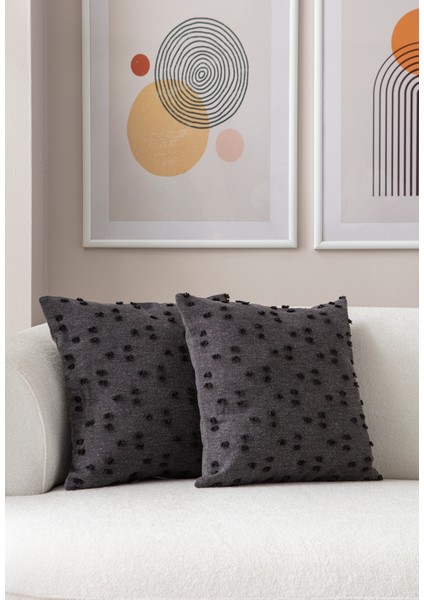 Nokta Desenli Punch Işlemeli Keten Kırlent Kılıfı 43X43CM, Dekoratif Kırlent Kılıfı fırsatları