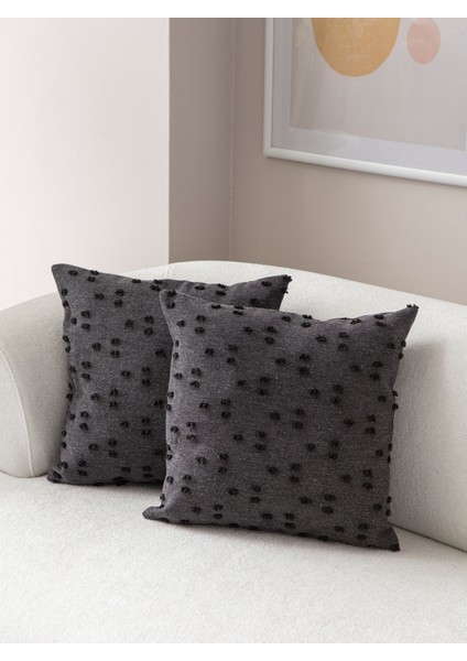 Nokta Desenli Punch Işlemeli Keten Kırlent Kılıfı 43X43CM, Dekoratif Kırlent Kılıfı indirimleri