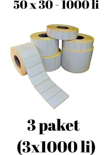 Kraf -3 Adet- Eko Termal Barkod Rulo Etiket (40LIK Kuka) 50X30MM (1000 Li) modelleri