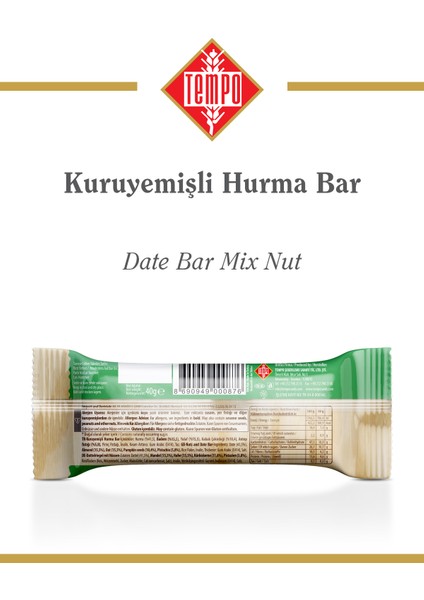 Kuruyemişli Hurmalı Bar 40 G x 12 Adet fırsatları
