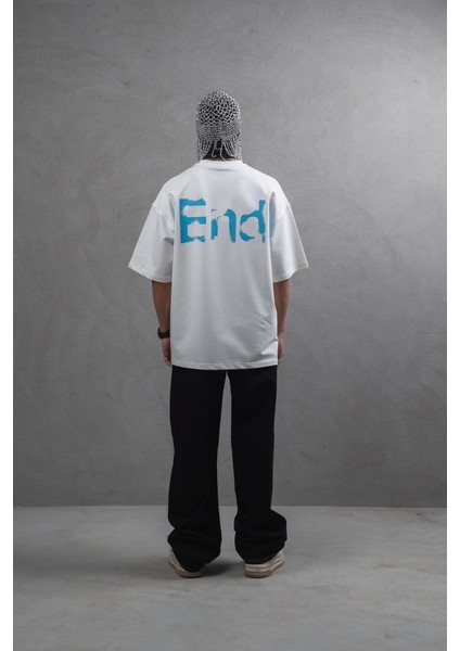 Oversize “end” Baskılı Beyaz Tişört