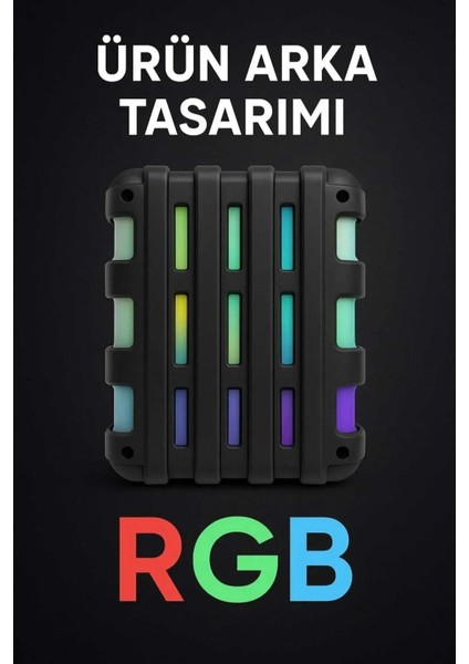 Taşınabilir Bluetooth Hoparlör – Rgb Işıklı, Extra Bass, Radyolu, Usb+Sd Girişli, Kablosuz Speaker