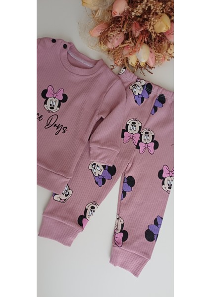 Kız Çocuk 9-24 Ay Minnie Mouse Bisiklet Yaka Kız Takım fırsatları