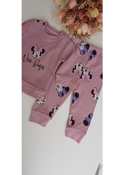 Kız Çocuk 9-24 Ay Minnie Mouse Bisiklet Yaka Kız Takım indirimleri