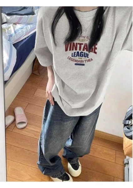Malkoçbey Vıntagge Baskılı Oversize Unisex Basic T-Shirt
