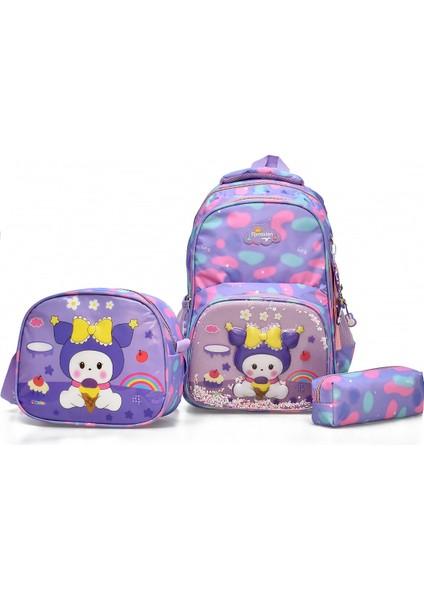3'lü Ilkokul Çantası Seti Okul Çantası & Termal Beslenme Çantası & Kalemlik 1370