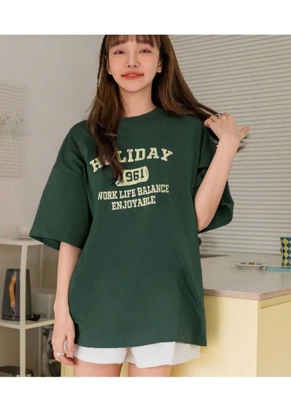 Malkoçbey Holıday Baskılı Oversize Unisex Basic T-Shirt
