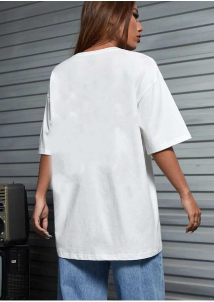 Dikey Baskılı O Yaka Oversize Unisex Basic T-Shirt fiyatları