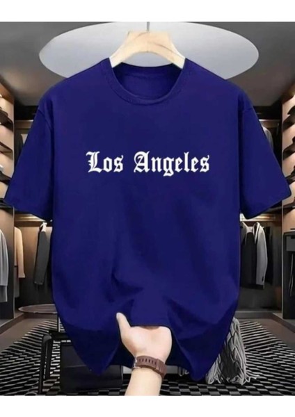 Malkoçbey Los Angeles Baskılı Oversize Unisex Basic O Yaka T-Shirt