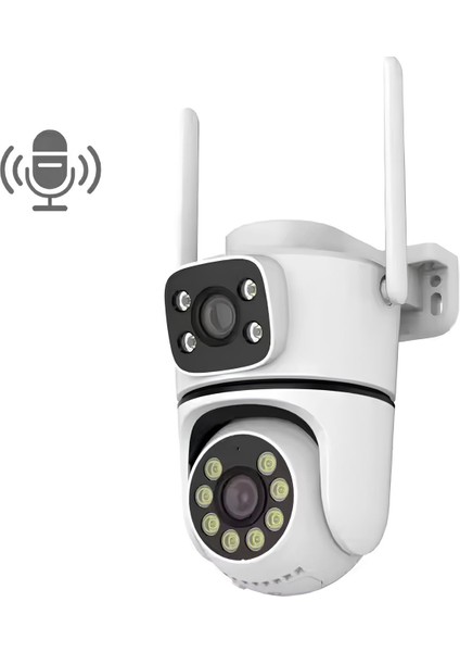 2 Kameralı 4mp Wifi 360° Ptz Güvenlik Kamerası,çift Yönlü Ses, Hareket Takip,dış Mekan