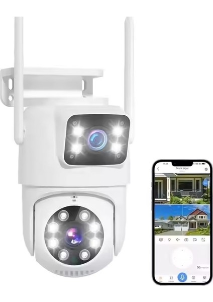 2 Kameralı 4mp Wifi 360° Ptz Güvenlik Kamerası,çift Yönlü Ses, Hareket Takip,dış Mekan fiyatları