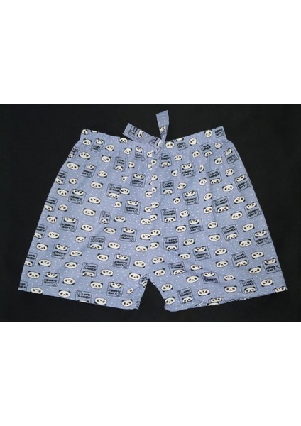 Tatlı Panda Desenli Mavi Pijama Şort - Bukadinca
