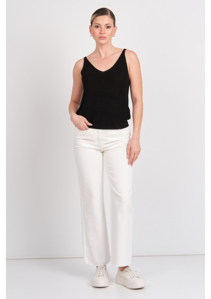 Kadın Onlshına V Yaka Simli Örme Bluz 15322379 Siyah modelleri