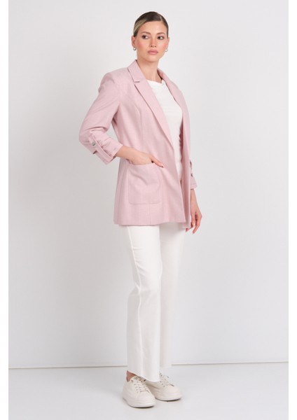 Kadın Ekoseli Torba Cepli Ceket 4032 Pembe modelleri