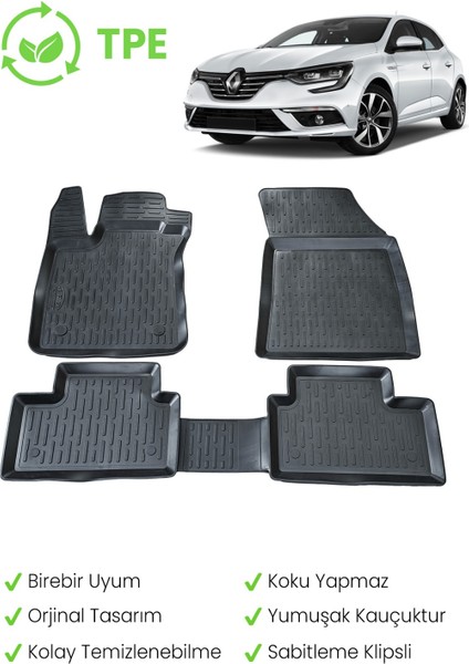 Renault Megane 4 2016-2025 Arası Uyumlu 3D Havuzlu Paspas