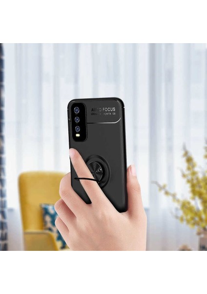 Vivo Y11S Kılıf Kflg Ravel Silikon Kapak-Siyah-Mavi fiyatları