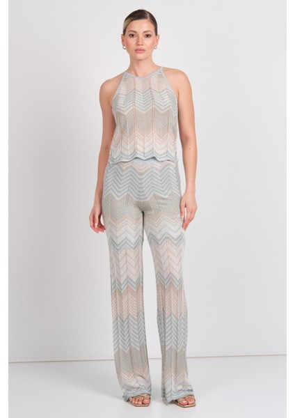 Kadın Onlalvıra Beli Lastikli Simli Örme Pantolon 15344393 Mavi fiyatları