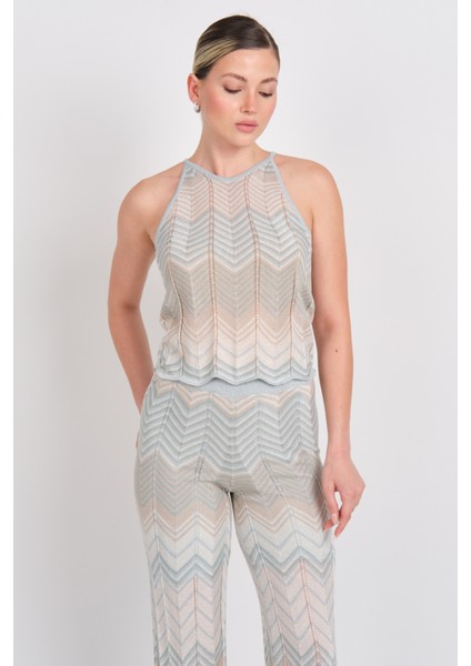 Kadın Onlalvıra Beli Lastikli Simli Örme Pantolon 15344393 Mavi modelleri