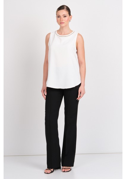 Moda Ilgi Kadın Yüksek Bel Ispanyol Paça Pantolon 4042 Siyah