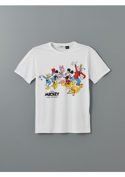 Yeni Sezon Bisiklet Yaka Mickey Mouse Baskili Kadin Tisort - S5LT81Z8 indirimleri