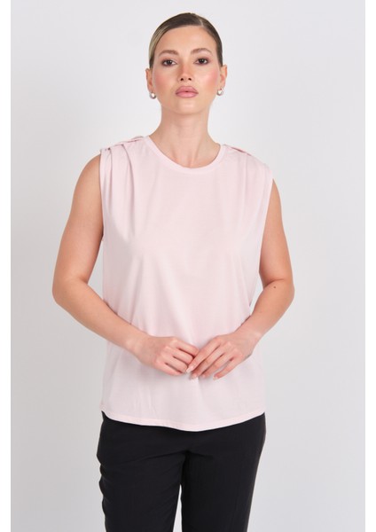 Kadın Onlfree Regular Fit kolsuz Bluz 15290313 Pudra