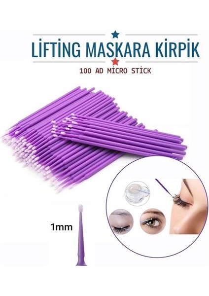 Lifting Maskara Kirpik Micro Stick Fırça 100 Adet fiyatları