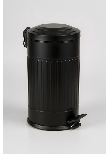 Vintage Çöp Kovası Çizgili Siyah 16 Lt