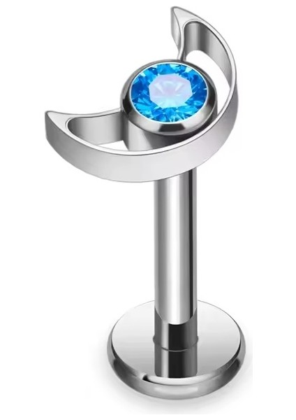 F136 Titanyum Hilal Model Zirkon Taşlı Tragus Piercing - Helix