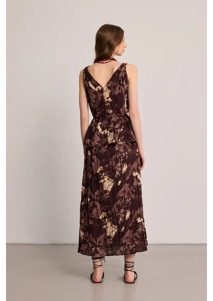 Batik Desenli Bohem Bluz - Kahverengi fırsatları