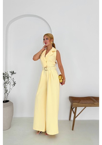 Kadın Gömlek Yaka Düğme Detaylı Maxi Tulum NBK061 modelleri