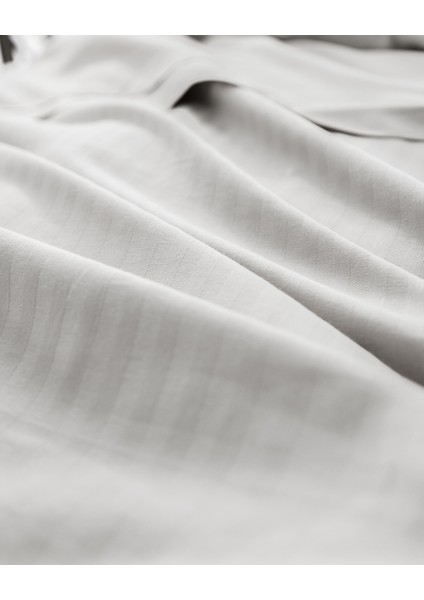 Adrien Çift Kişilik %100 Pamuklu Çizgili Kapaklı Nevresim Takımı - Gri indirimleri