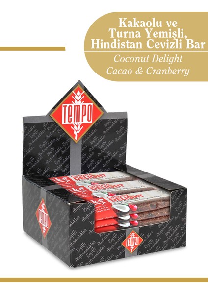 Kakaolu ve Turna Yemişli Hindistan Cevizli Bar 32 G x 12 Adet
