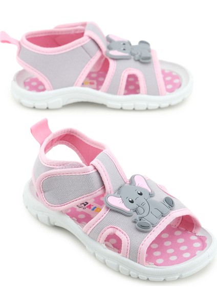 Kız Çocuk Bilekten Cırtlı Ayarlanabilir Pvc Rahat Esnek Taban Günlük Sandalet