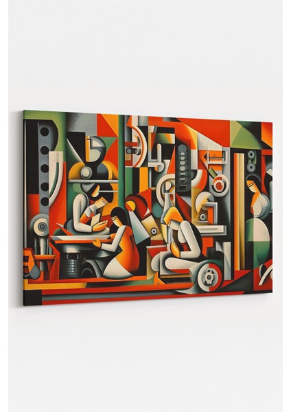 Modern Mekanik Kübizm Tablosu Soyut Sanat Kanvas Baskı %100 Pamuk Dokulu Premium Kalite fiyatları