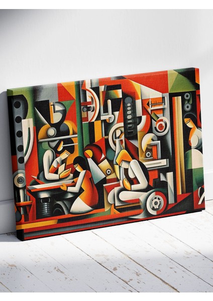 Modern Mekanik Kübizm Tablosu Soyut Sanat Kanvas Baskı %100 Pamuk Dokulu Premium Kalite modelleri