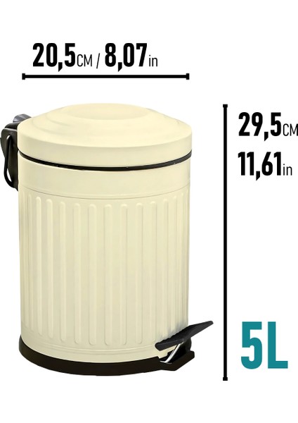 Vintage 4'lü Çöp Kovası Banyo Seti Çizgili Krem fiyatları
