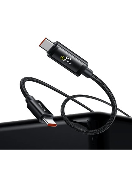 CA-8000 Type-C To Type-C 100W Çift LED Ekranlı 1.2m Kablo